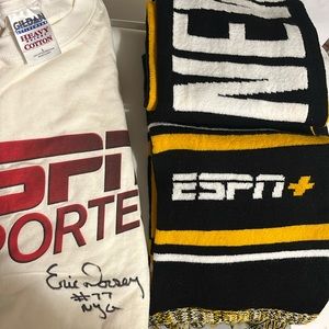 ESPN NEW NY Scarf & Signed T-Shirt L Eric Dorsey Sports Disney